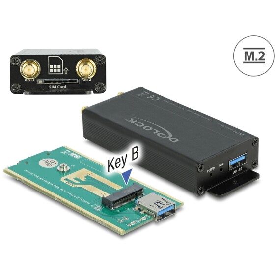 Konwerter USB 3.0 - moduł M.2 Key B ze slotem SIM i obudową Delock 63172