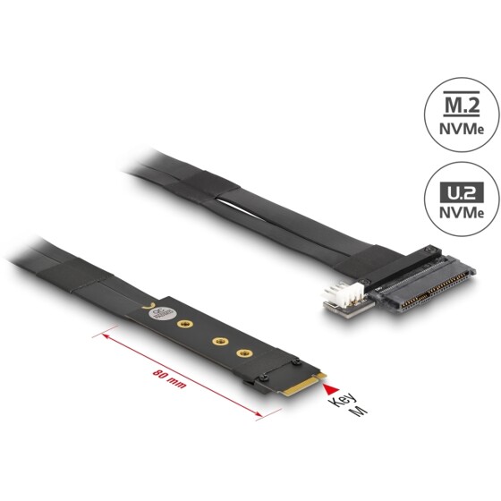 Adapter M.2 z wpustem M - U.2 SFF-8639 NVMe z kablem 20 cm Delock 64216