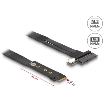Adapter M.2 z wpustem M - U.2 SFF-8639 NVMe z kablem 20 cm Delock 64216