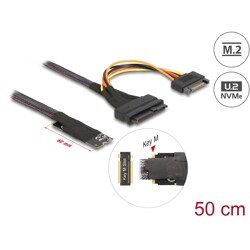 Adapter M.2 z wpustem M - U.2 SFF-8639 NVMe z kablem 50 cm Delock 62984