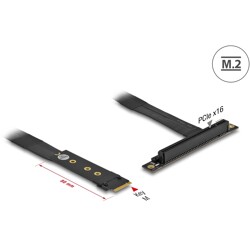Adapter M.2 z wpustem M - PCIe x16 NVMe, kątowy z kablem 20 cm Delock 64134