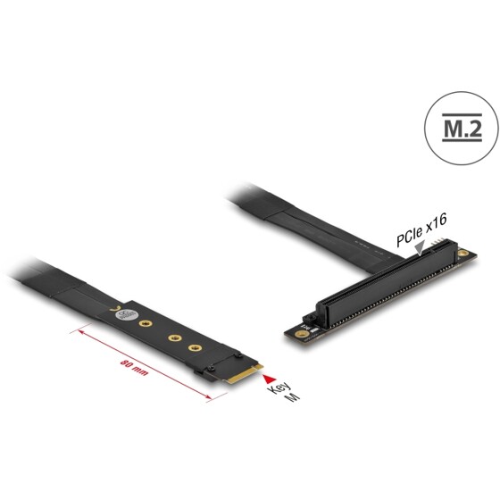 Adapter M.2 z wpustem M - PCIe x16 NVMe, kątowy z kablem 20 cm Delock 64134