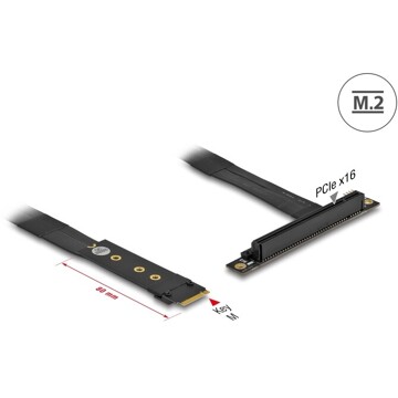 Adapter M.2 z wpustem M - PCIe x16 NVMe, kątowy z kablem 20 cm Delock 64134