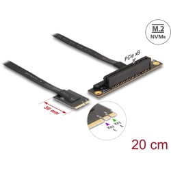 Adapter M.2 z wpustem A+E - PCIe x8 NVMe, kątowy z kablem 20 cm Delock 64219