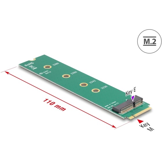 Adapter M.2 Key M męski - gniazdo M.2 Key E Delock 65831