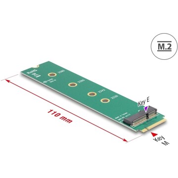 Adapter M.2 Key M męski - gniazdo M.2 Key E Delock 65831