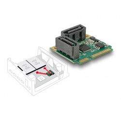 Mini PCIe karta rozszerzeń half size 2 x SATA 6 Gb/s Delock 95260