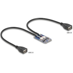 Adapter Mini PCIe pełnowymiarowy do 2 x USB 2.0 Typu-A żeńskie 30 cm Delock 64346
