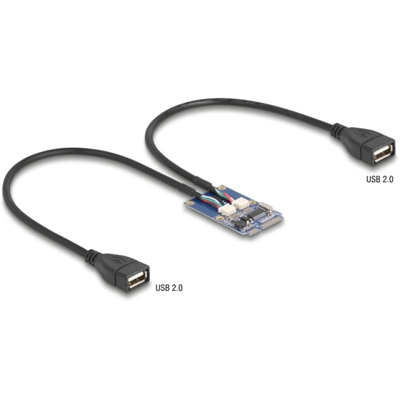 Adapter Mini PCIe pełnowymiarowy do 2 x USB 2.0 Typu-A żeńskie 30 cm Delock 64346