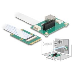 Konwerter Mini PCIe męski na PCI Express x1 z elastycznym kablem i portem USB Delock 64345