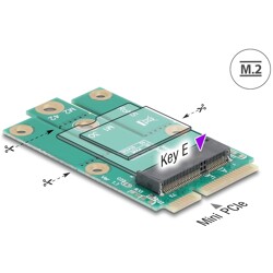 Adapter Mini PCIe męski na gniazdo M.2 klucz K Delock 64338