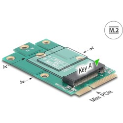 Adapter Mini PCIe męski na gniazdo M.2 klucz A Delock 64339
