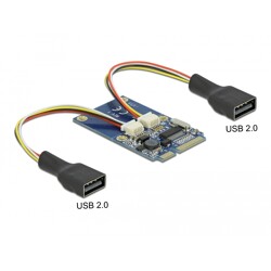 Karta I/O Mini PCIe pełnowymiarowa 2 x USB 2.0 Typ-A żeńskie Delock 95242
