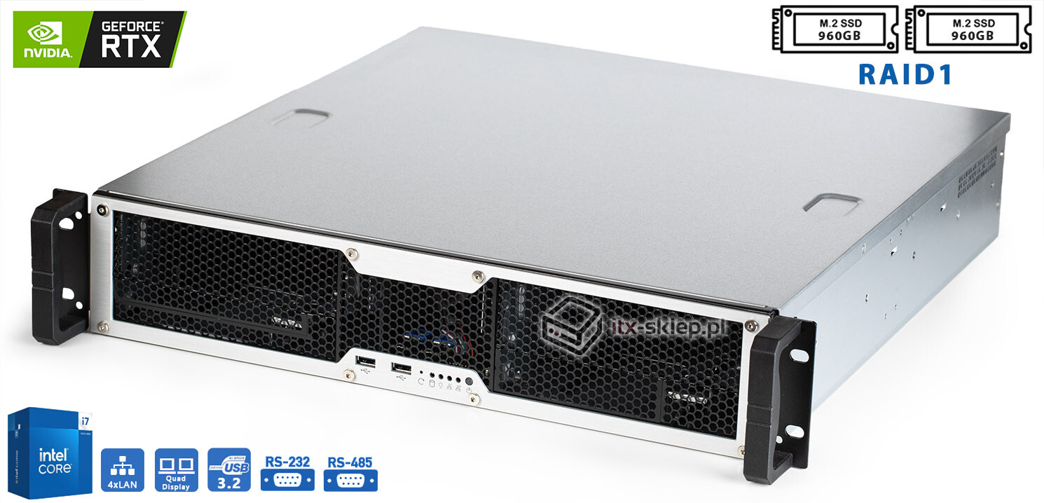 Stacja graficzna 2U Core i7-14700T 3,60GHz 64GB DDR5 4xLAN DeltaRender-i7-RTX2000-64GB