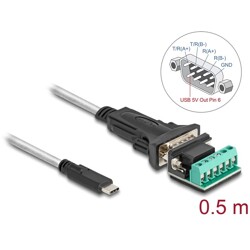 Adapter USB Typ-C na RS-422/485 z blokiem zacisków 6pin 5V 0,5m Delock 64266