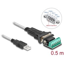 Adapter USB 2.0 Typ-A na RS-422/485 z blokiem zacisków 6pin 5V 0,5m Delock 64267