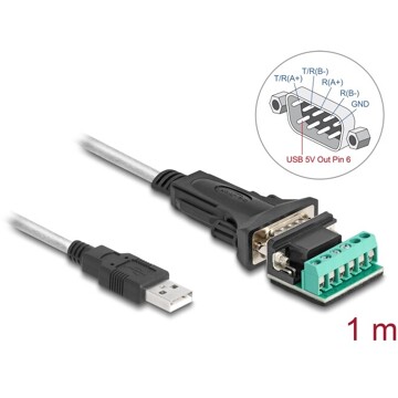 Adapter USB 2.0 Typ-A na RS-422/485 z blokiem zacisków 6pin 5V 1m Delock 64268