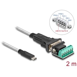 Adapter USB 2.0 Typ-A na RS-422/485 z blokiem zacisków 6pin 5V 2m Delock 64270