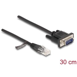 Kabel RJ45 męski na RS-232 D-Sub 9pin męski 30cm czarny Delock 88008