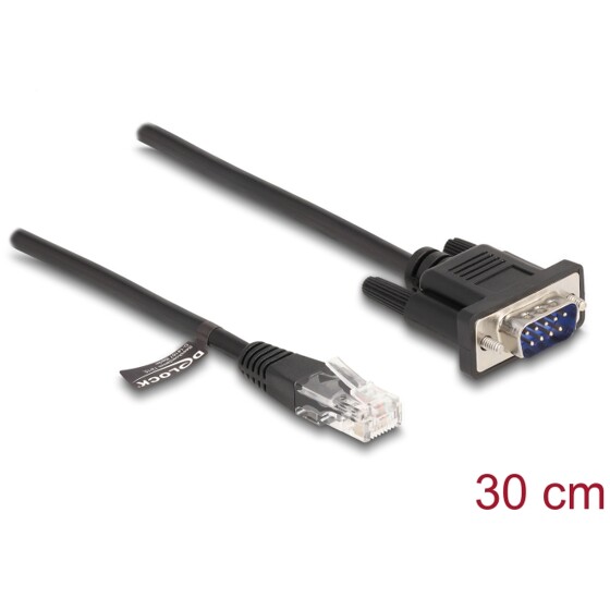 Kabel RJ45 męski na RS-232 D-Sub 9pin męski 30cm czarny Delock 88008
