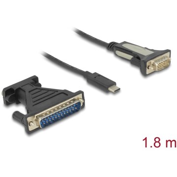 Adapter USB Typ-C na złącze DB9 RS-232 + adapter DB25 Delock 62904