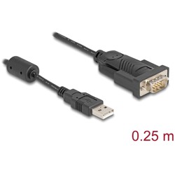 Adapter USB 2.0 Typ-A na RS-232 D-Sub 9pin męski z rdzeniem ferrytowym 0,25m Delock 61549