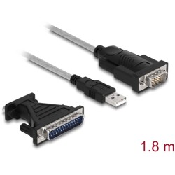 Adapter USB 2.0 Typ-A na RS-232 D-Sub 9pin + adapter D-Sub 25pin Delock 61314