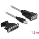 Adapter USB 2.0 Typ-A na RS-232 D-Sub 9pin + adapter D-Sub 25pin Delock 61314