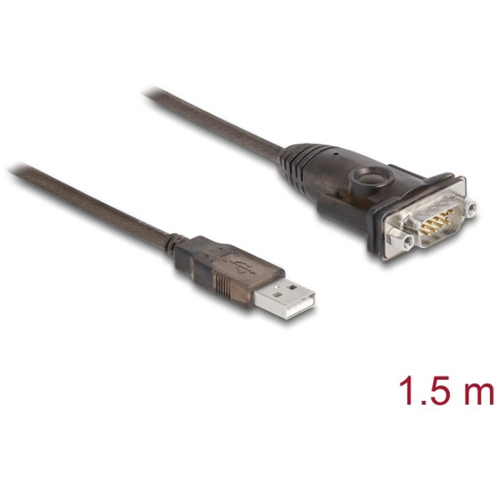 Adapter USB 2.0 Typ-A na męskie szeregowe RS-232 D-Sub 9pin z wkrętami 1,5m Delock 62645