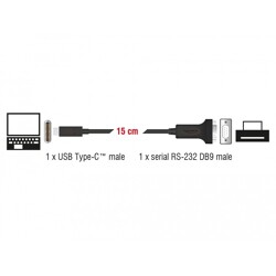 Adapter USB Typ-C na złącze DB9 RS-232 Delock 63908