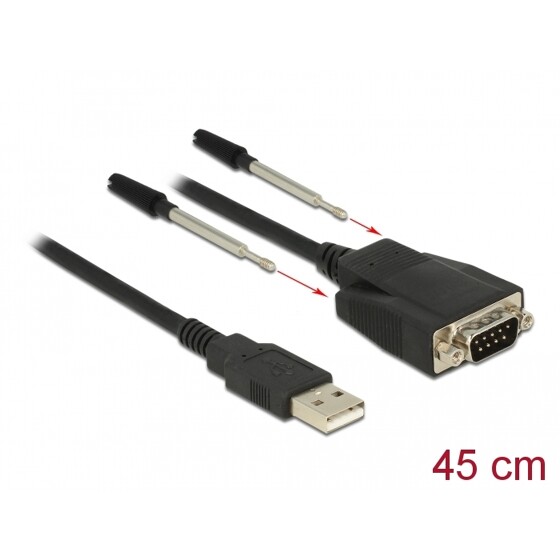 Przejściówka USB 2.0 Typ-A męska na RS-232 DB9 męska ze śrubami ochrona ESD Delock 62958