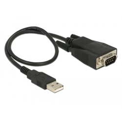 Przejściówka USB 2.0 Typ-A męska na RS-232 DB9 męska ze śrubami ochrona ESD Delock 62958