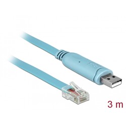 Przejściówka USB 2.0 Typ-A męska na RS-232 RJ45 męski 3,0m niebieska Delock 63289