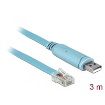 Przejściówka USB 2.0 Typ-A męska na RS-232 RJ45 męski 3,0m niebieska Delock 63289