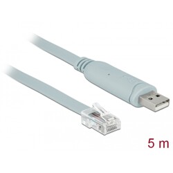 Przejściówka USB 2.0 Typ-A męska na RS-232 RJ45 męski 5,0m szara Delock 63308