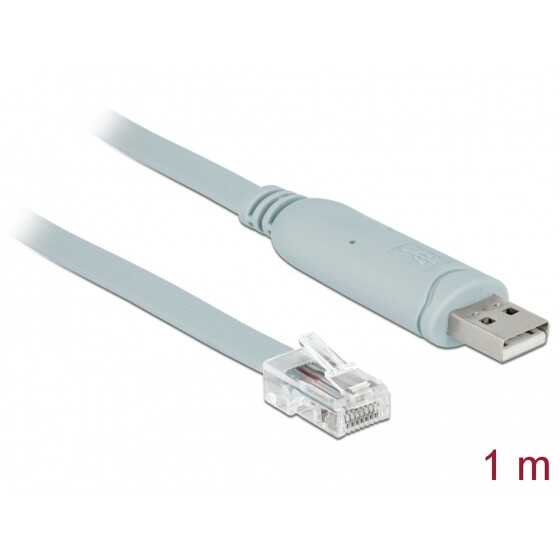 Przejściówka USB 2.0 Typ-A męska na RS-232 RJ45 męski 1,0m szara Delock 63911