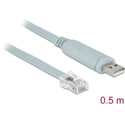 Przejściówka USB 2.0 Typ-A męska na RS-232 RJ45 męski 0,5m szara Delock 63920