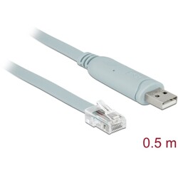 Przejściówka USB 2.0 Typ-A męska na RS-232 RJ45 męski 0,5m szara Delock 63920