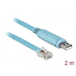 Przejściówka USB 2.0 Typ-A męska na RS-232 RJ45 męski 2,0m niebieska Delock 64185