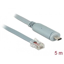 Przejściówka USB 2.0 Typ-C męska na RS-232 RJ45 męski 5,0m szara Delock 89892