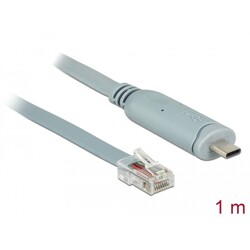 Przejściówka USB 2.0 Typ-C męska na RS-232 RJ45 męski 1,0m szara Delock 89893