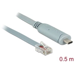 Przejściówka USB 2.0 Typ-C męska na RS-232 RJ45 męski 0,5m szara Delock 89917