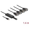 Przejściówka USB 2.0 Typ-A męska na 4 porty szeregowe RS-232 DB9 męskie Delock 61887