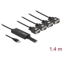 Przejściówka USB 2.0 Typ-A męska na 4 porty szeregowe RS-232 DB9 męskie Delock 61887