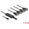 Przejściówka USB 2.0 Typ-A męska na 4 porty szeregowe RS-232 DB9 męskie Delock 61887