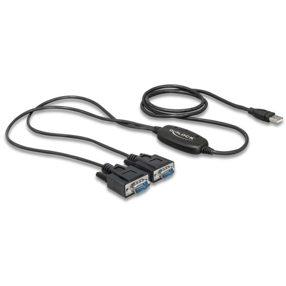 Adapter USB 2.0 Typ-A na 2 złącza szeregowe DB9 RS-232 Delock 61886