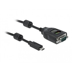 Przejściówka USB Typ-C na szeregowe DB9 z testerem RS-232 9 diód Delock 90414