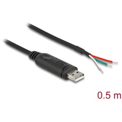 Kabel adaptera USB 2.0 Typ-A na szeregowy RS-485 openwire do lutowania 0,5m Delock 64242
