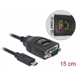 Adapter USB Typ-C na RS-232 DB9 z ochroną ESD 15kV Delock 64038