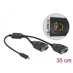 Adapter USB Typ-C na 2x szeregowy RS-232 DB9 z ochroną ESD 15kV Delock 90494